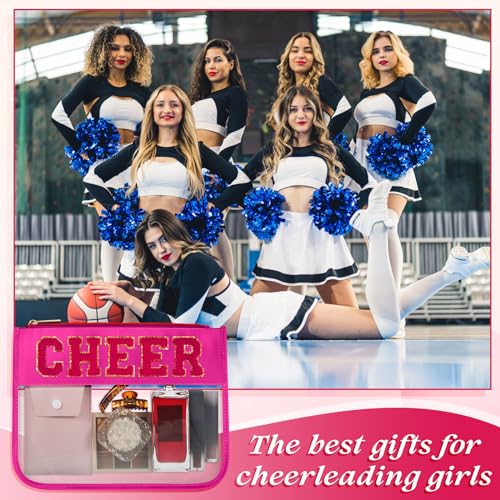 Aliceset 6 Pcs Cheer Makeup Bags Set - Black, White, Hot Pink
