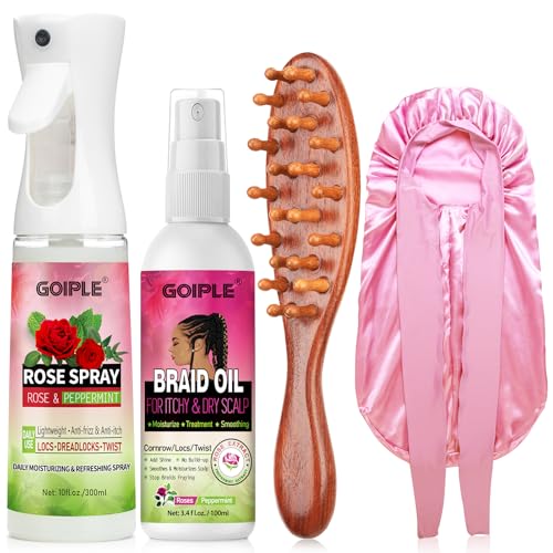 Goiple Rose Water Spray for Hair 4pcs - Refreshing Loc & Braid Moisturizer