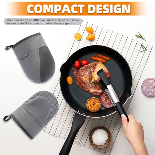 HULOSAN Mini Oven Mitts - 500°F Heat Resistant Kitchen Gloves
