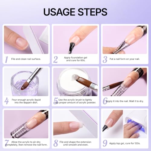 VANSISOS Acrylic Nail Kit-l for Beginners - Large Capacity, Self-Leveling & Bubble-Free, Long-Lasting Nail Extension Set