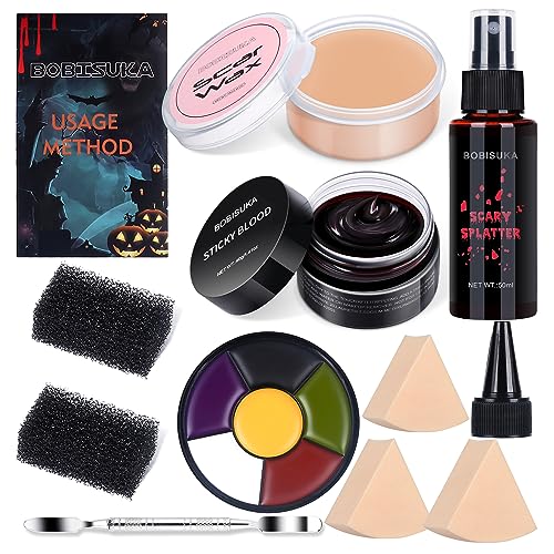 BOBISUKA Demonic Special Effects Makeup Kit 02 - 6 Colors, Fake Blood & Scar Wax