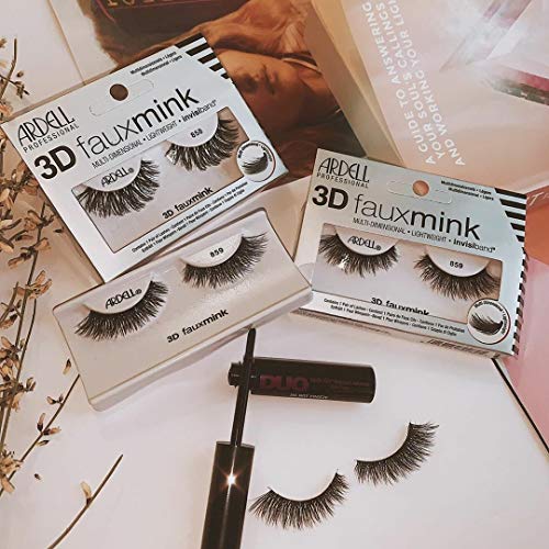 Ardell 3D Faux Mink Lashes Style 859 - Fluffy Voluminous False Eyelashes, 4 Pairs