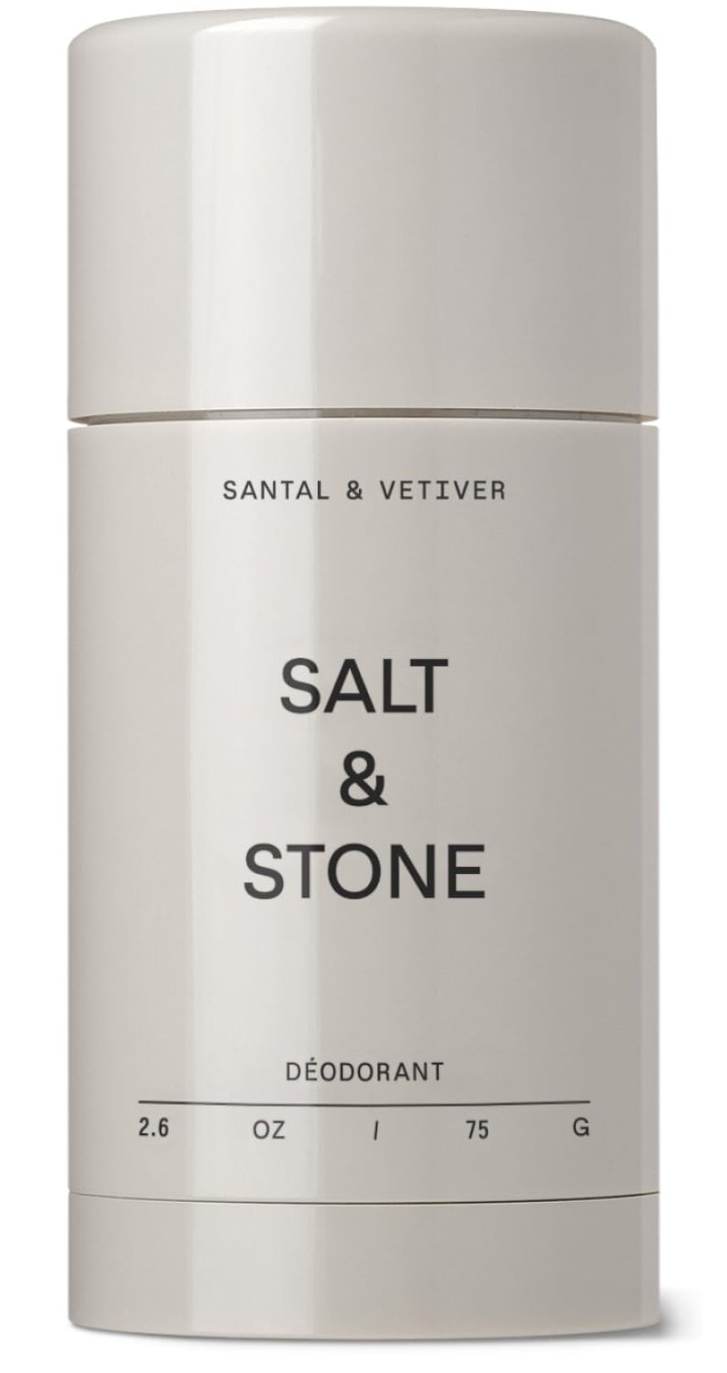 Salt & Stone Aluminum Free Deodorant | Extra Strength 48 Hour Protection for Women & Men | Made with Seaweed Extracts, Niacinamide & Prebiotics | Santal & Vetiver