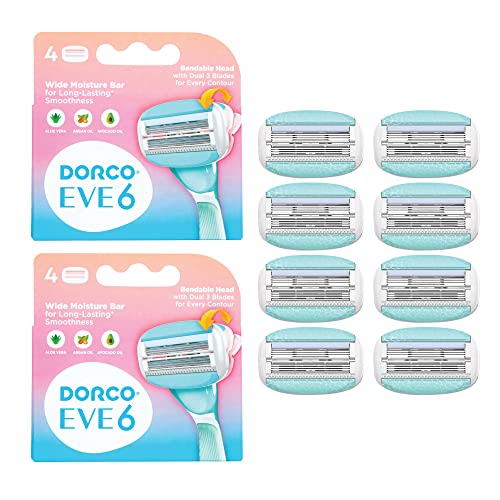 DORCO Eve6 Razor Blade Refills Pack of 8 for Close Shaving - No Handle