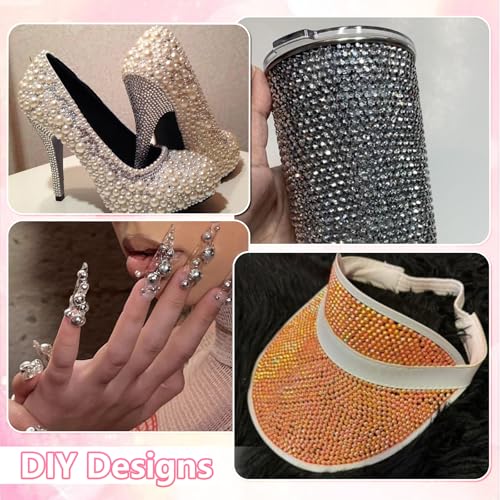 Cynailli S2 Pearls & Resin Rhinestones Crafting Kit 28 Grids for Nails & Face Makeup