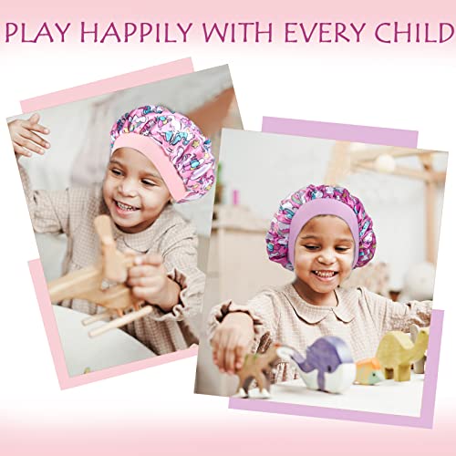 Selalu A01 4 Pcs Silk Satin Kids Bonnet Sleep Cap - Adjustable Unicorn Hair Wraps