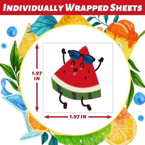 240 Pcs Summer Fruit Temporary Tattoos for Kids - 60 Designs
