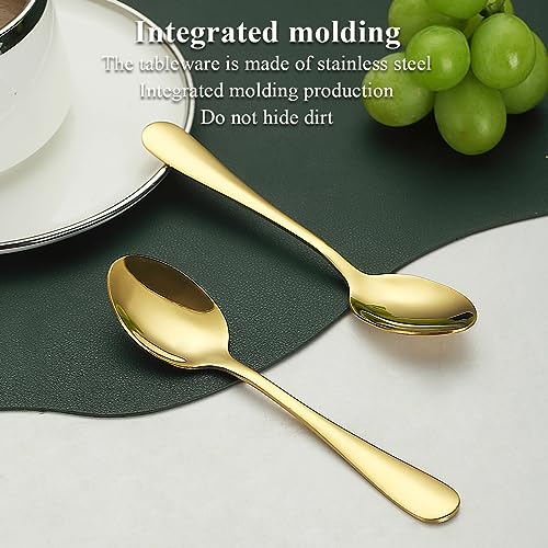 Evanda 12-Piece Gold Stainless Steel Teaspoon Set - Dishwasher Safe