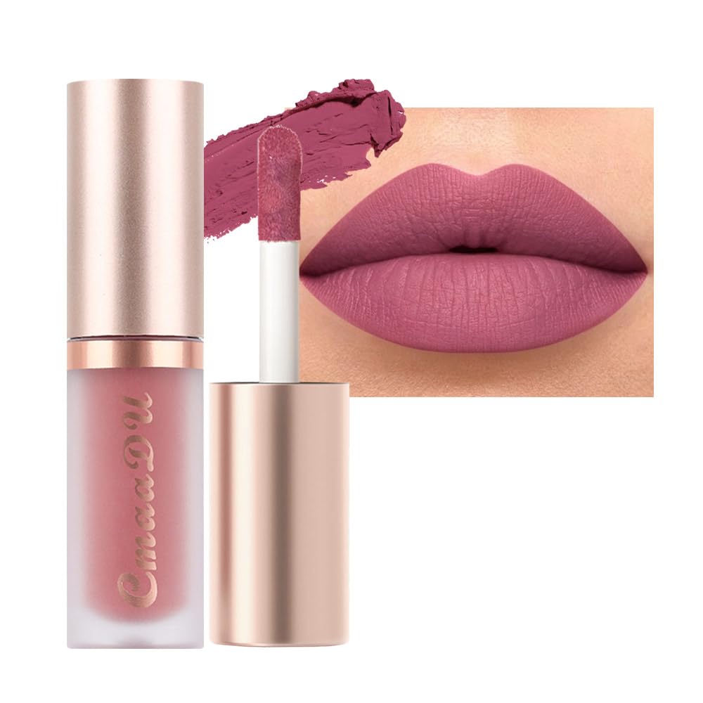 Matte Lipstick Set - 10Pcs Long-Lasting Liquid Lip Color for Black Women | Dark Ruby, Mauve, Plum & More