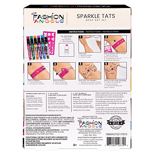 Fashion Angels Sparkle Tats Body Art Set – 6 Washable Tattoo Markers
