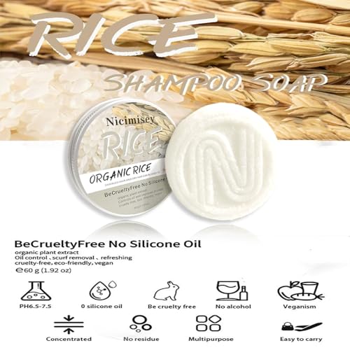 Rice Water 2-in-1 Shampoo Bar for Hair Growth - Natural, Sulfate-Free, All Hair Types