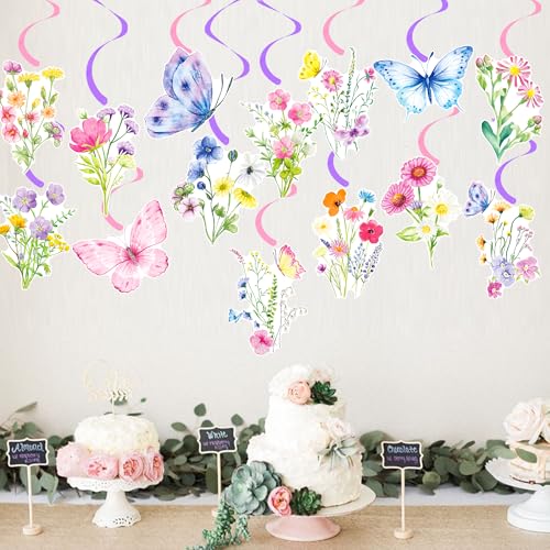 Wildflower Party Hanging Swirls - 20pcs Floral Decorations