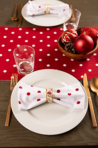 DII Polka Dot Cotton Napkins Set of 4 - 18x18 Inches, White/Red