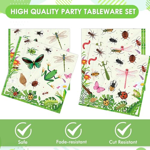 40 Pcs Bug Theme Plates and Napkins Set for Birthday Parties