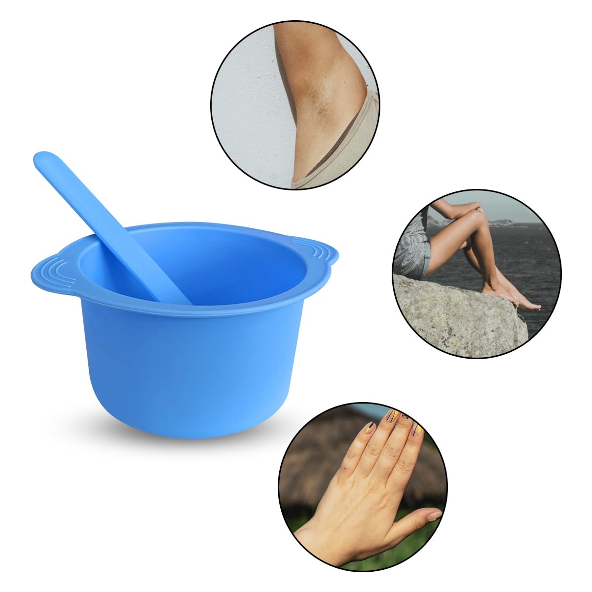 KVZVK Silicone Wax Bowl with Spatula Sticks for Hair Removal, Replacement Non-Stick Liner for Wax Warmer (blue)