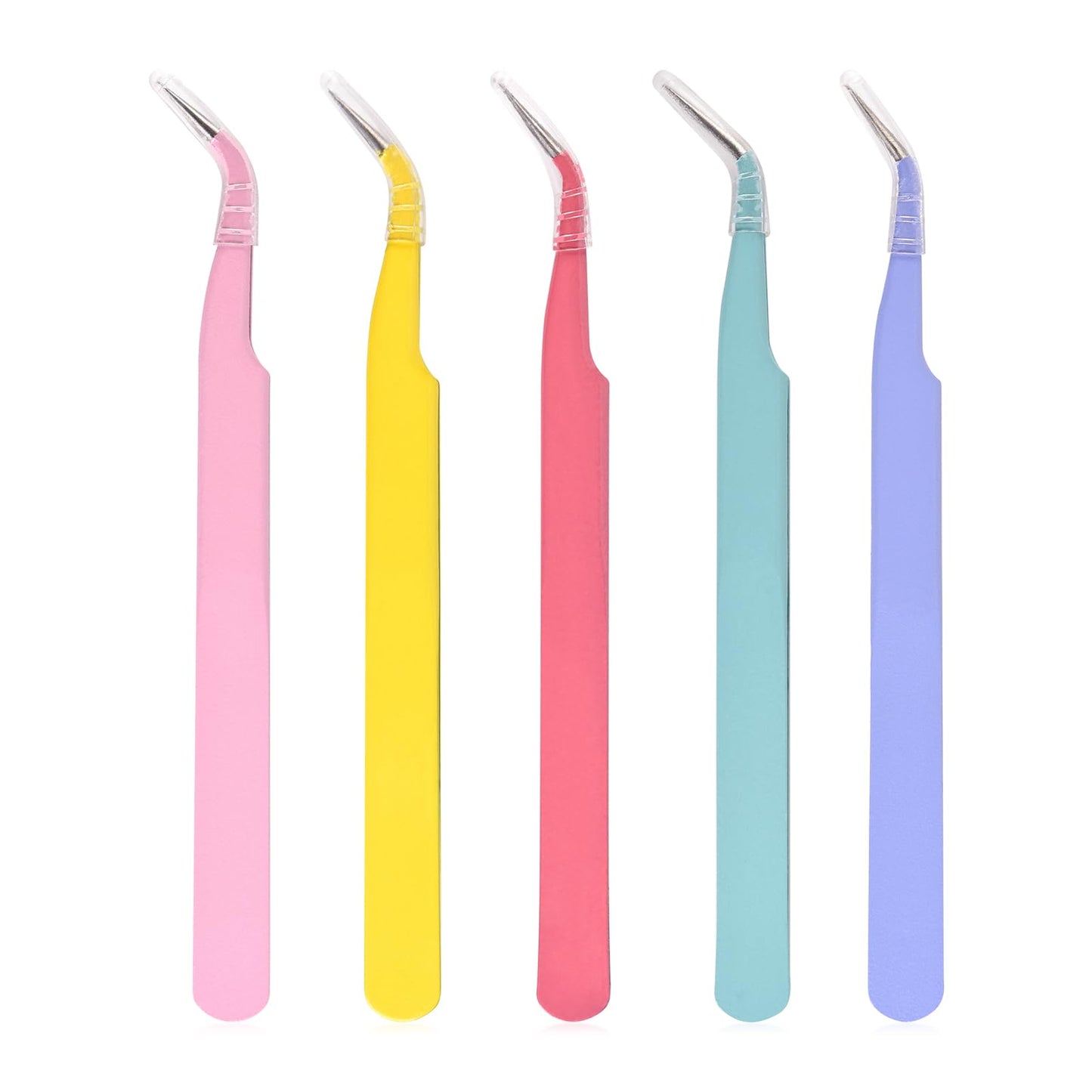 siyuwuro 2Pcs High Precision Stainless Steel Tweezers Set Straight and Curved Tip Eyelash Tweezers Kit Nippers for Eyelash Extensions, Nail Art, DIY Crafts, Jewelry-Making, Model (Lake Blue)