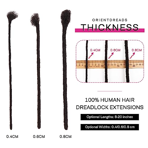 Orientdreads 100% Human Hair Dreadlock Extensions - 4in Natural Black