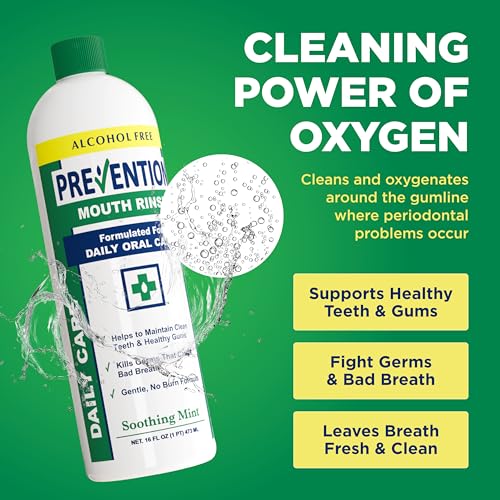 PHS Brands Prevention Daily Care Hydrogen Peroxide Mouthwash, Mint 16 oz 2-Pack