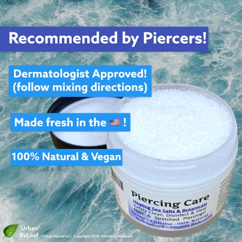 Urban ReLeaf Piercing Care Soothing Sea Salt & Botanical Aftercare - 1 (3 Ounce) - Gentle Healing for New & Stretched Piercings