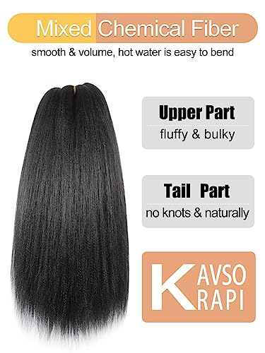 Black Pre-Stretched Braiding Hair 16 Inch - Natural Yaki Texture, 8 Packs, Model 1B