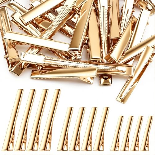 30-Pack Golden Alligator Hair Clips - 3 Sizes for Styling & Crafts