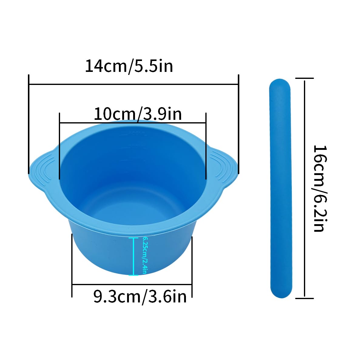KVZVK Silicone Wax Bowl with Spatula Sticks for Hair Removal, Replacement Non-Stick Liner for Wax Warmer (blue)