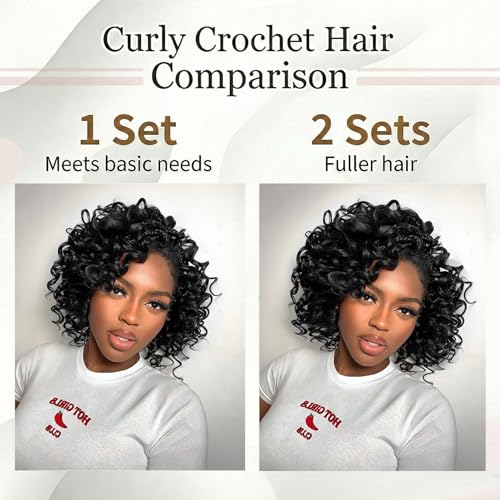 LIYATE 8 Inch Gogo Curl Crochet Hair - 7 Packs, 1B Pre-Twisted Beach Wave Braids