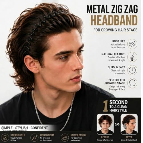 Zig Zag Metal Headbands for Women & Men | 3 Styles for Volume & Comfort