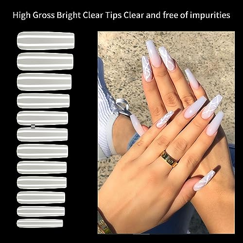 240 Pcs Tapered Square Natural Nail Tips for Acrylic Nails