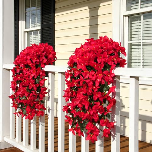 Pink Faux Bougainvillea Artificial Flowers - 2 PCS UV Resistant Silk Vines for Outdoor Decoration