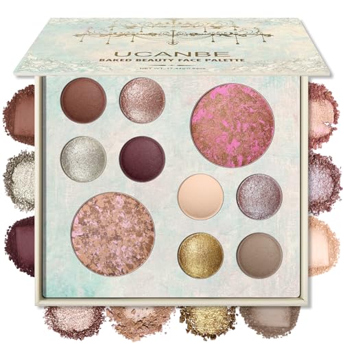 UCANBE All-in-One Baked Face Palette Multicolor – Eyeshadow, Blush & Bronzer Kit