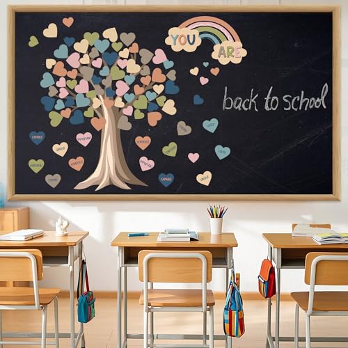 99 Pcs Boho Heart Tree Classroom Bulletin Board Decor Set