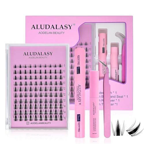 ALUDALASY Manga Lash Clusters Kit - C Curl Wispy Lashes with Invisible Band
