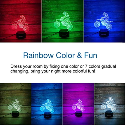 WANTASTE 3D Motocross Lamp with Remote - Color Changing Nightlight