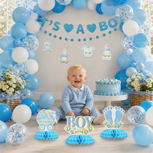It's a Boy Baby Shower Decorations - 9-Piece Light Blue Set