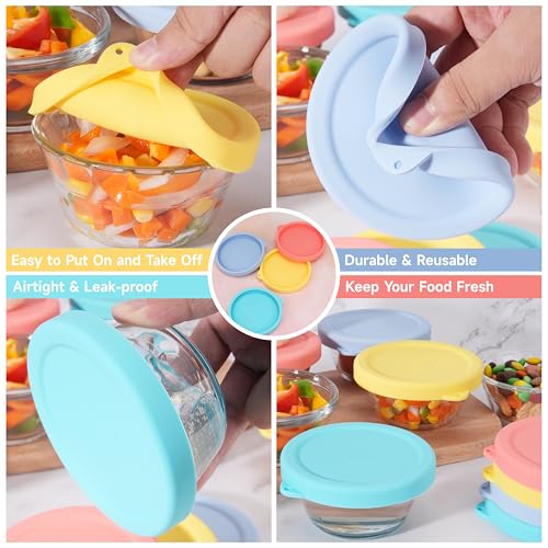 Silicone Lids for Pyrex & Anchor Hocking Custard Cups - 4 Pack