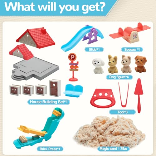 Crelloci Magic Sand House Building Playset for Kids 3-8