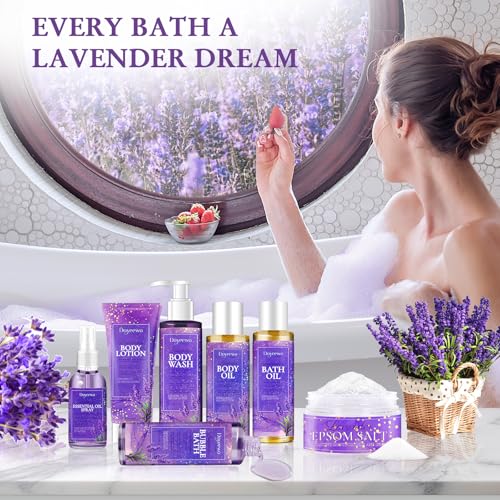 7-Piece Lavender Spa Gift Set for Women - Relaxation & Self Care Bath Kit
