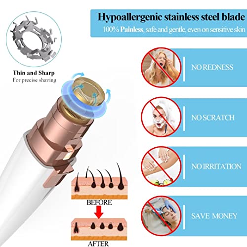 JNATER 2 in 1 Rechargeable Eyebrow Trimmer & Facial Hair Remover - White with LED Light