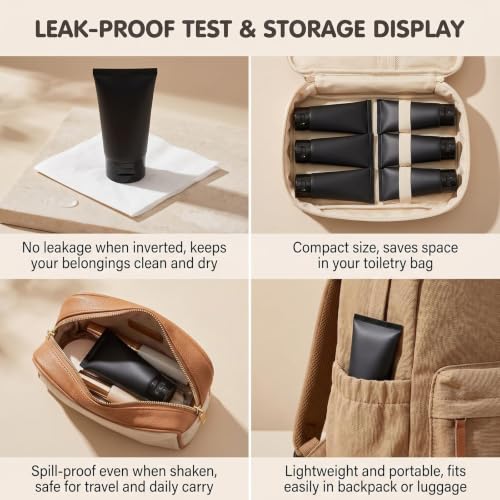 UPSTORE 150ml Travel Squeeze Tubes - 6 Pack Refillable Leakproof Containers