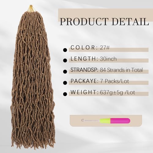 DACAI XIU 30 Inch Faux Locs Crochet Hair - Pre-Looped Goddess Locs (7 Packs)