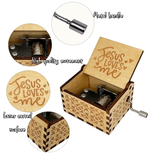 Youtang Jesus Loves Me Wooden Music Box - Handcrafted Keepsake Gift