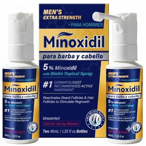 LUROUKED 5% Minoxidil Spray for Men - Beard and Hair Growth Treatment