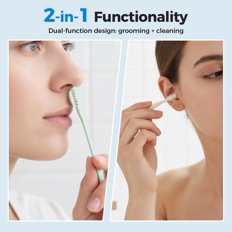2 in 1 Nasal Hair Cutter, 2025 New Stainless Steel Nose Hair Removal Trimmer, Portable Manual Nostril Cleaner, Safe Precision Grooming Tool for Men and Women (White 3PCS)