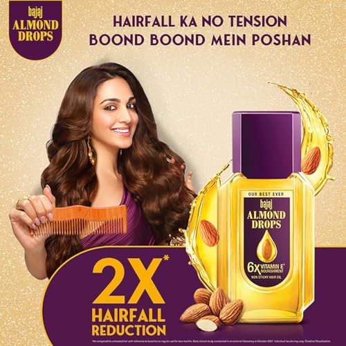 Bajaj Almond Drops Hair Oil 475 ml – Almond / 16.91 fl oz, Pack of 1