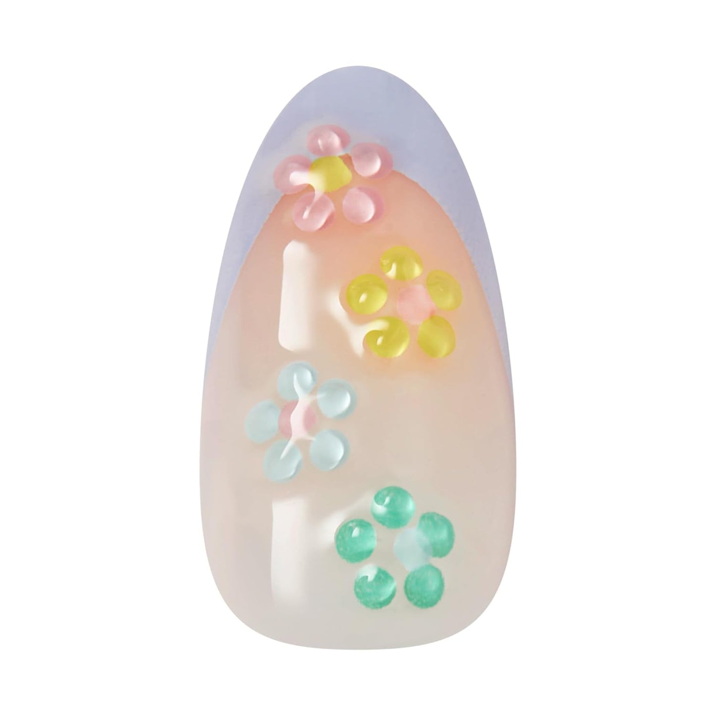 Impress No Glue Mani Press On Nails - Pastel Bloom Design, Medium Almond Shape | 30 Nails, Mini File & Prep Pad Included