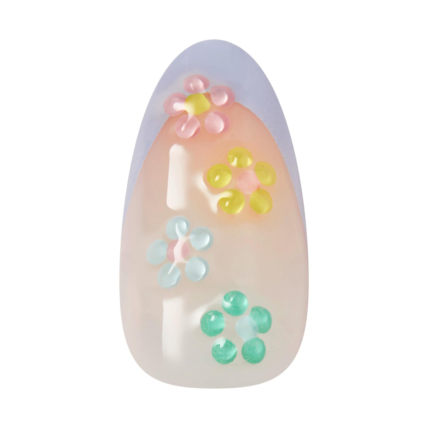Kiss Impress No Glue Mani Press On Nails, Design, 'Pastel Bloom', Multicolor, Medium Size, Almond Shape, Includes 30 Nails, 1 Mini File, 1 Prep Pad, 1 Manicure Stick, Instruction Sheet
