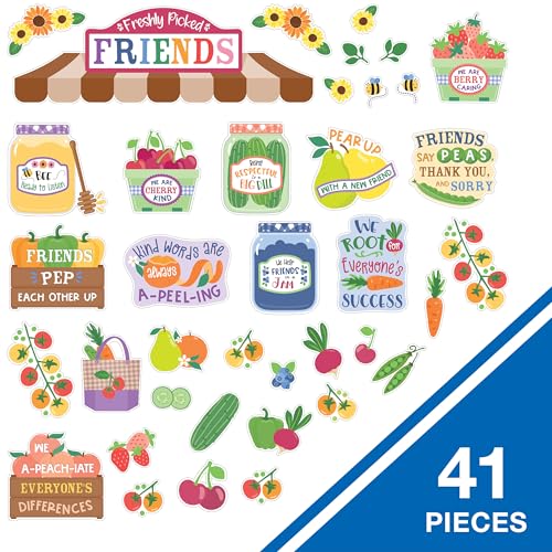 Carson Dellosa Freshly Picked Friends 41pc Classroom Bulletin Board Set
