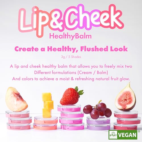Amuse Seoul BOKSOONGA Lip & Cheek Balm - Multiuse Cream & Glossy Blush, 2 Colors, Vegan, Korean Beauty
