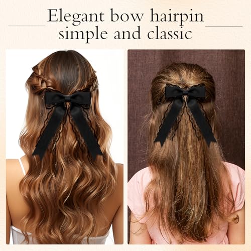 Giantree Black Lace Hair Bow Clips for Women - 2 Pack